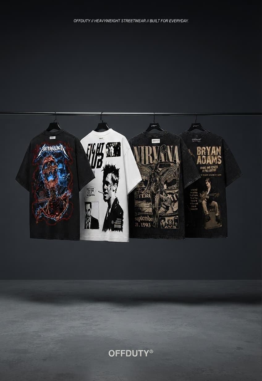 OFFDUTY And Justice Tee VOL. 002 Soundwave spec board — The Headliner washed black oversized graphic tee Pakistan